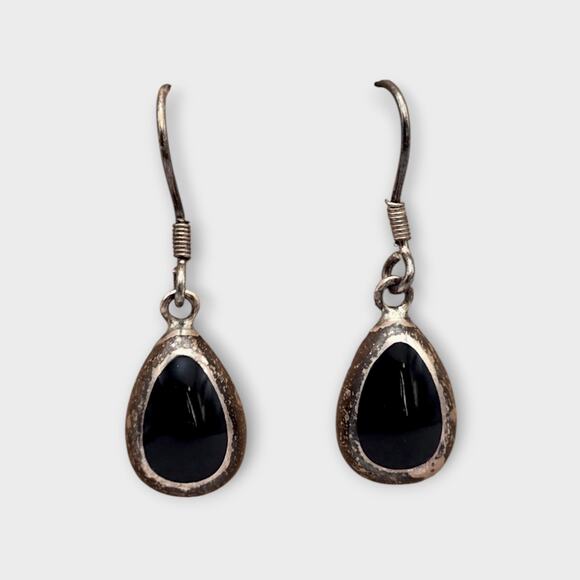 Silpada Black Onyx Sterling Silver 925 Teardrop Dangle Earrings - Picture 3 of 6